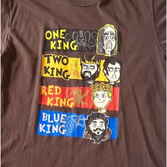 Game Of Thrones Parody Tee Size L One King Two King Red King Blue King - Picture 3 of 5